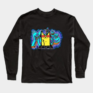 rave,D.j.,Cat,trance,music,graffiti,art Long Sleeve T-Shirt